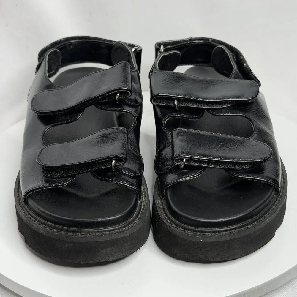 Princess Polly Rue Chunky Platform Sandals Black Slingback Shoes Size‎ 6